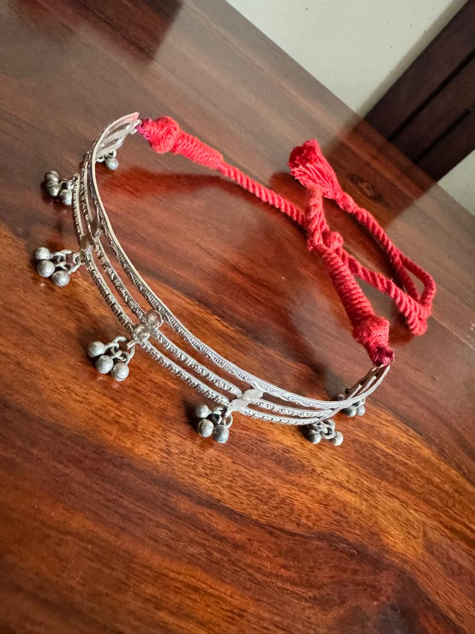 Rimjhim 3 Line Choker - 925 Silver Tribal Choker Handcrafted