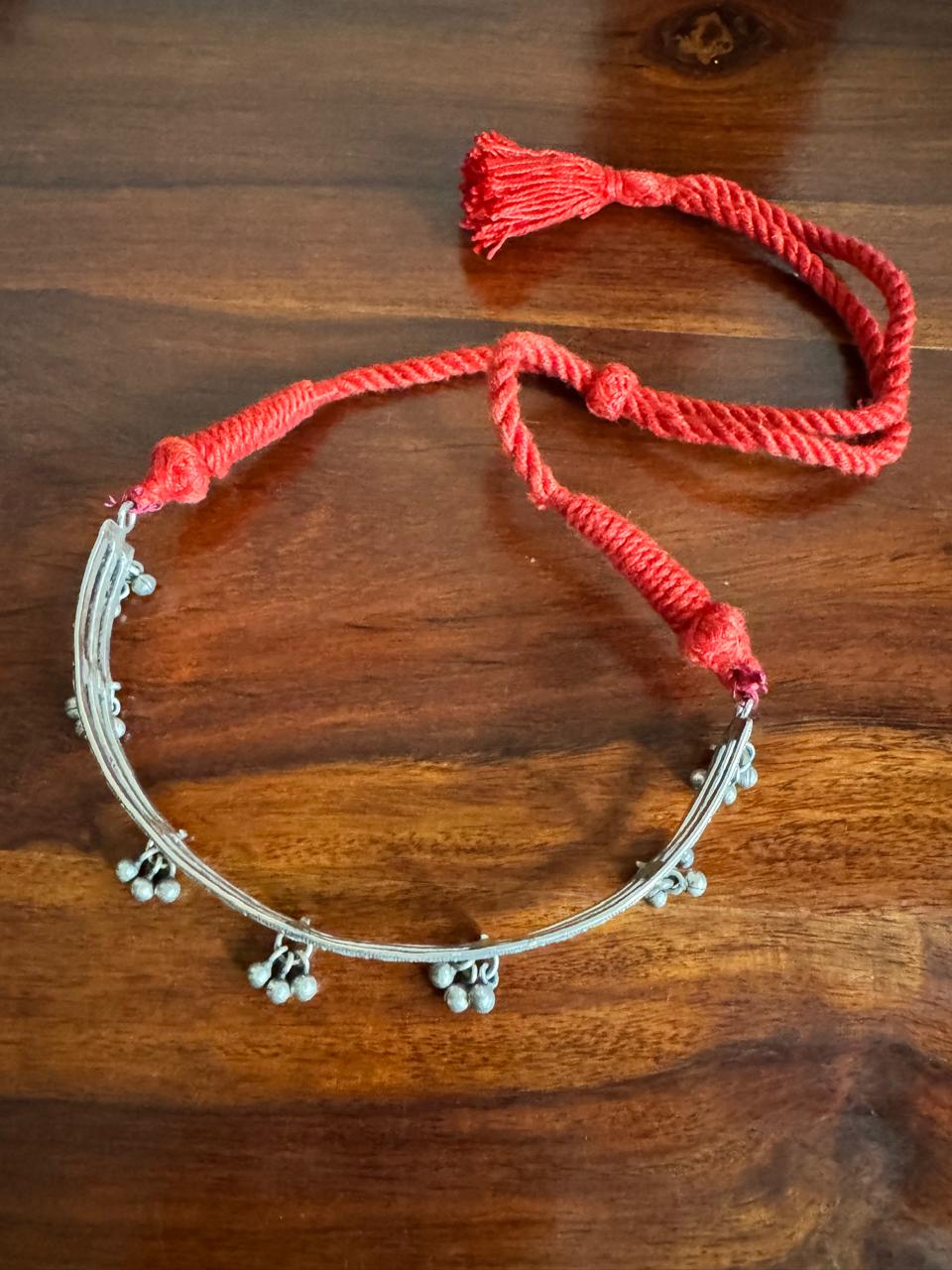 Rimjhim 3 Line Choker - 925 Silver Tribal Choker Handcrafted