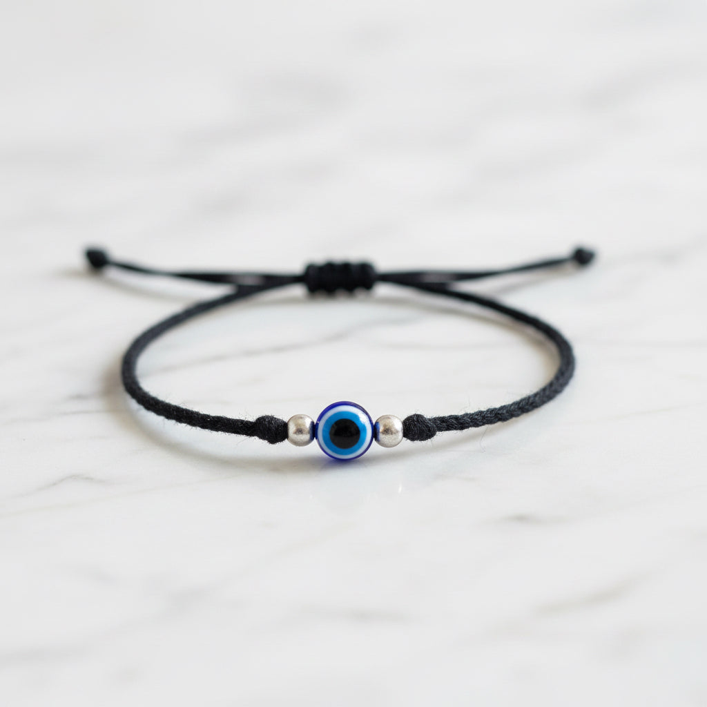 Nazar Raksha Black Thread Evil Eye Anklet Nazaria - 925 Silver Beads