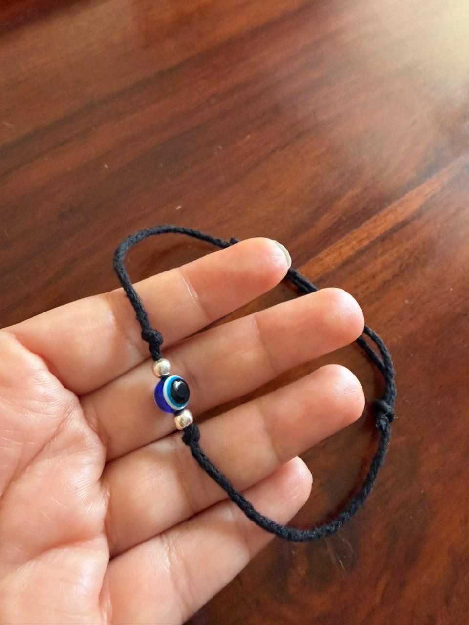 Nazar Raksha Black Thread Evil Eye Anklet Nazaria - 925 Silver Beads