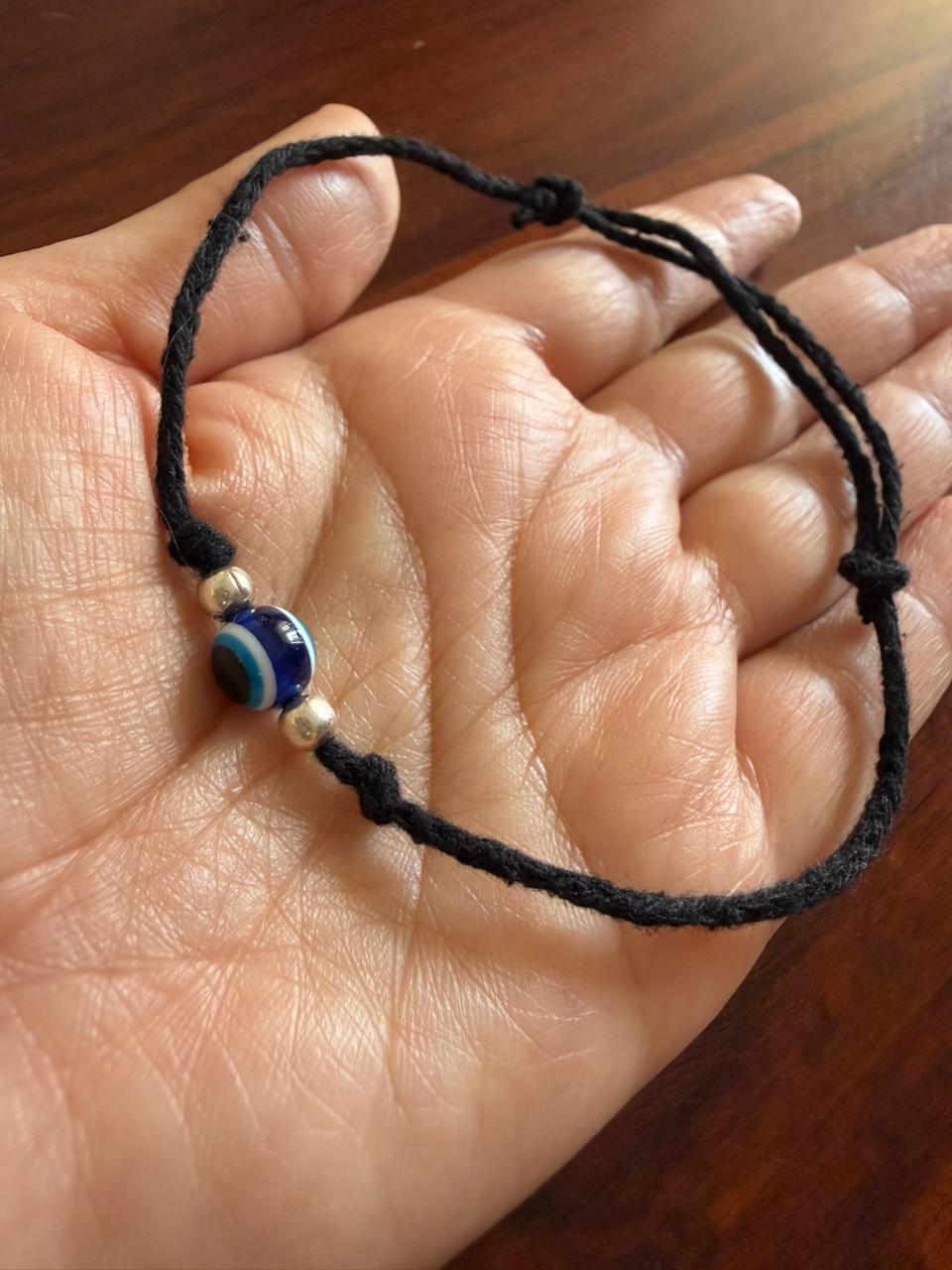 Nazar Raksha Black Thread Evil Eye Anklet Nazaria - 925 Silver Beads
