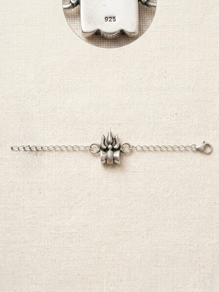 Shiva Trishul Damru- Hancrafted 925 Rakhi