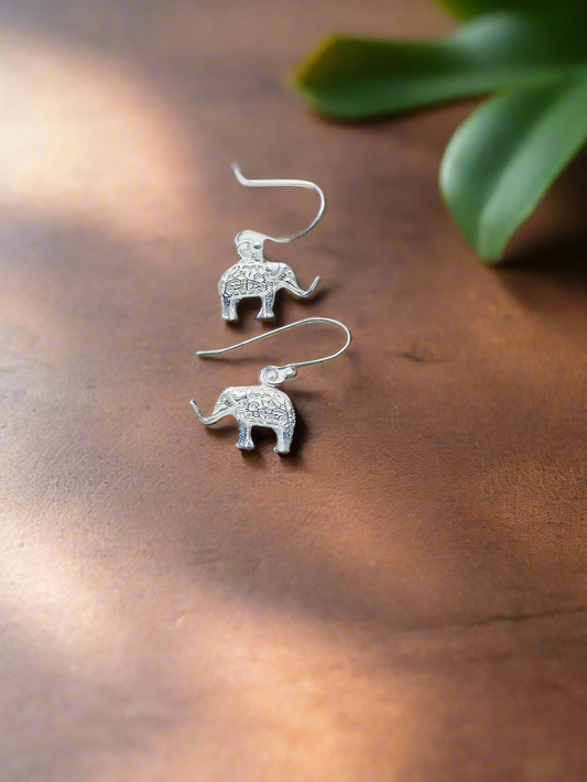 Haathi Shobha 92.5 Silver Drop Earrings - Handcrafted
