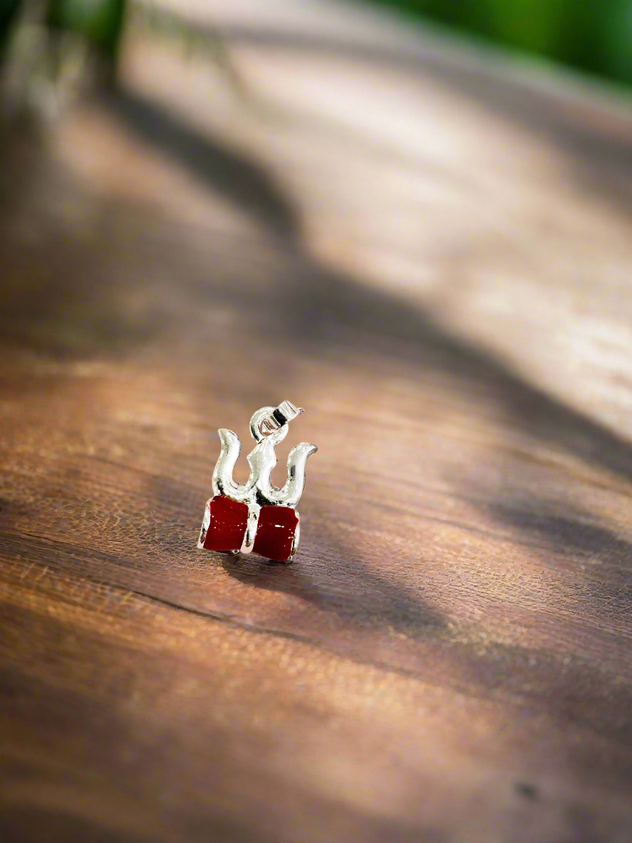 Divine Trishul And Damru 92.5 Silver Handcrafted Pendant (Without Chain)