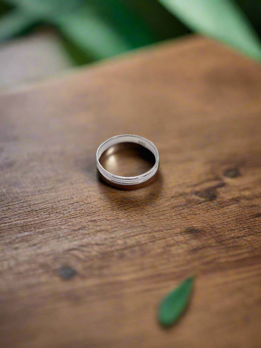 Twin Groove Band 92.5 Silver Men's Ring