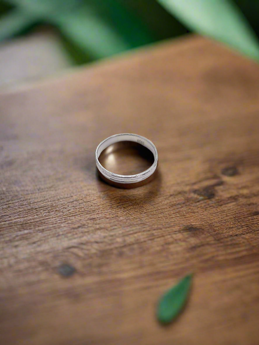Twin Groove Band 92.5 Silver Men's Ring