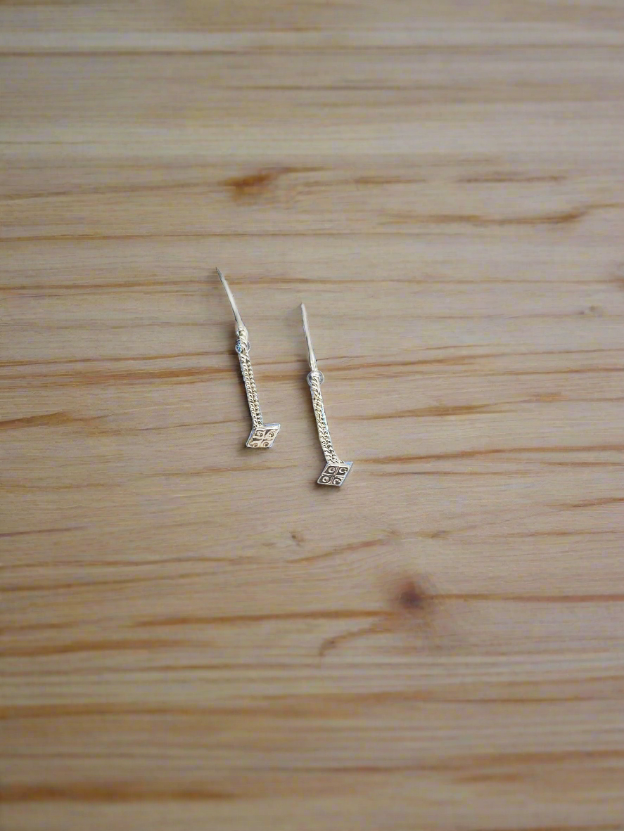 Ratna Shaped Silver Sui Dhaga 92.5 Earrings - Handcrafted