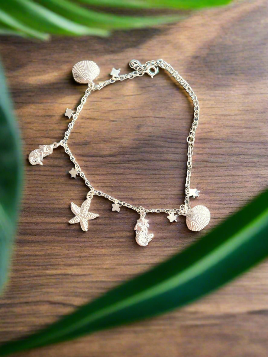 Sagarika – Ocean Charm Single Anklet 92.5 Silver