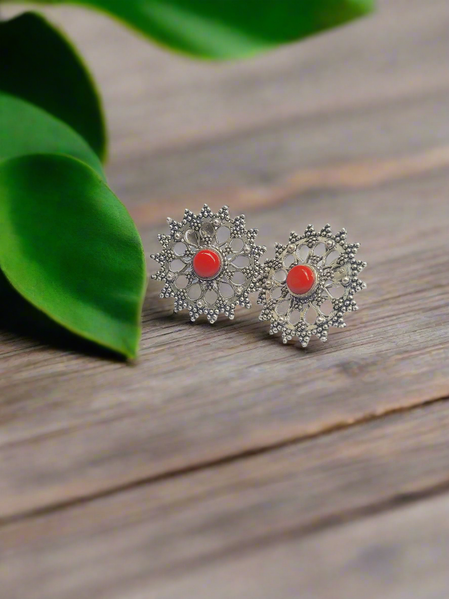 Surangana 92.5 Silver Statement Studs - Handcrafted