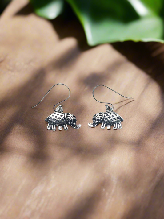 Haathi Charm 92.5 Silver Drop Earrings - Handcrafted