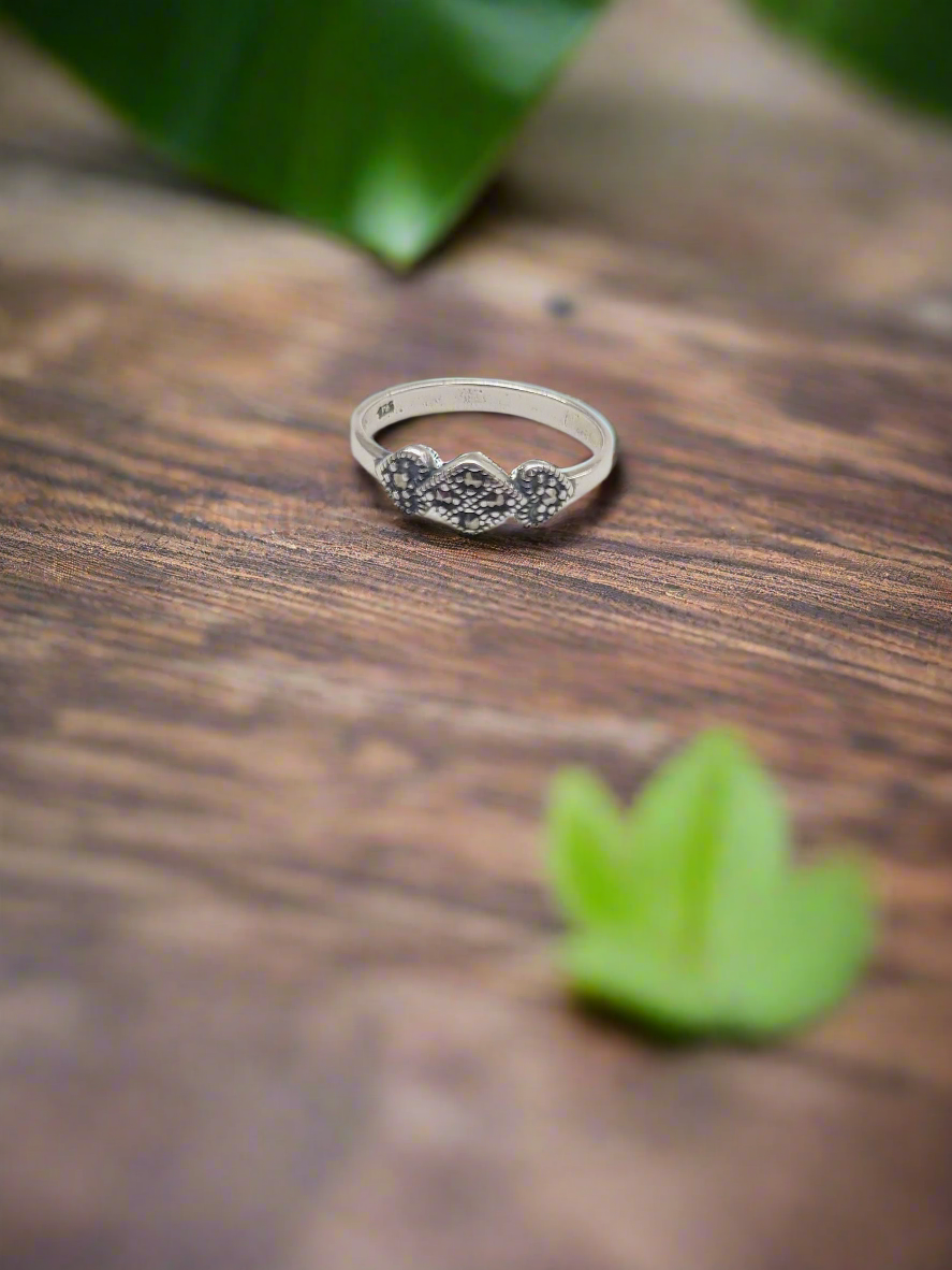 Marcasite Twilight Leaf 92.5 Silver Ring