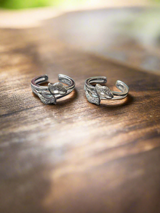 Twisted Dual Band 92.5 Silver Toe Rings - Pair