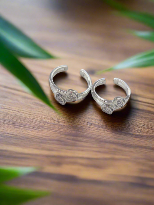 Leaf Harmony 92.5 Silver Toe Rings - Pair