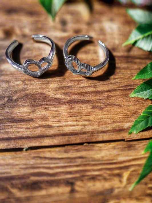 Sparkling Heart 92.5 Silver Toe Rings - Pair