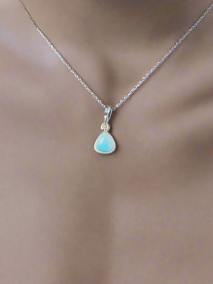 Larimar Teardrop 92.5 Silver Pendant (Without Chain)