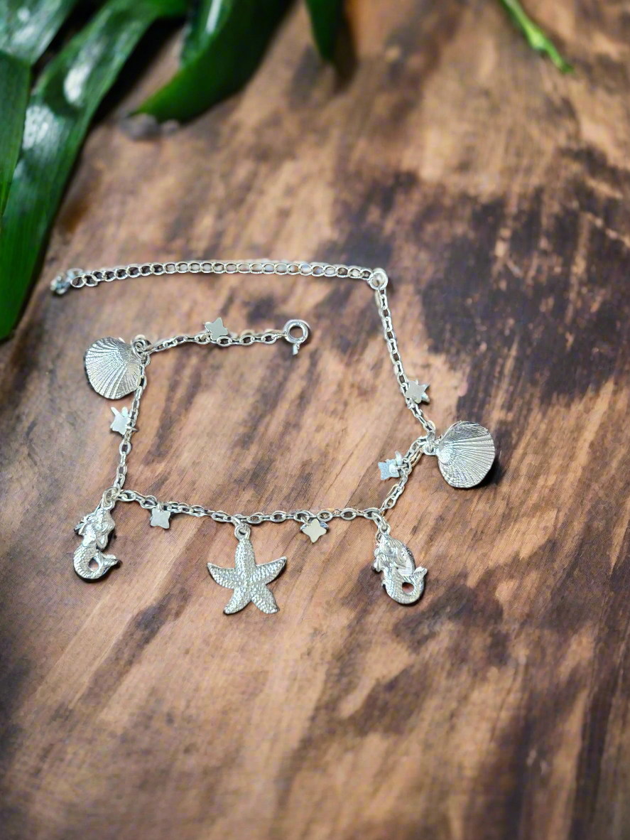 Sagarika – Ocean Charm Single Anklet 92.5 Silver