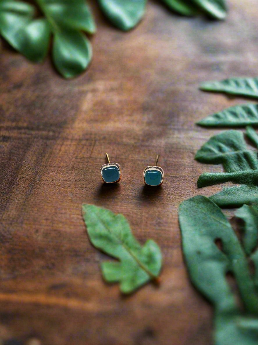 Emerald Glow Studs 92.5 Silver Studs - Handcrafted
