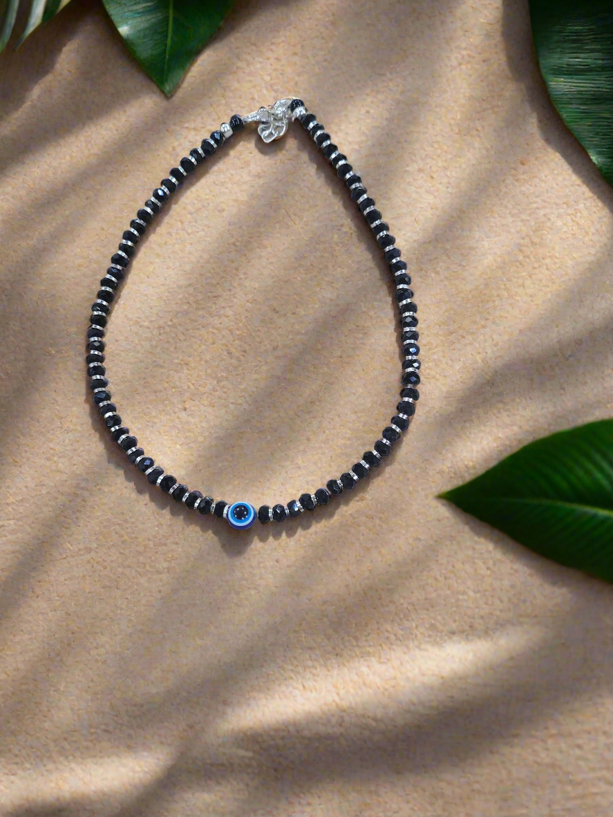 Evil Eye 92.5 Silver Light Weight Single Anklet