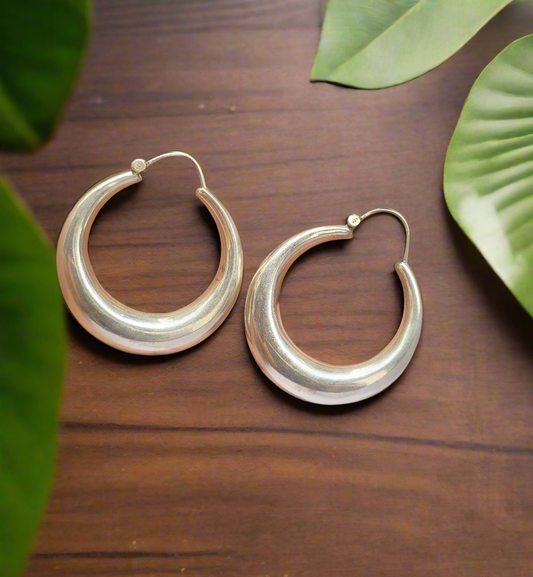 Chandrika Bell 92.5 Silver Statement Hoop Earrings