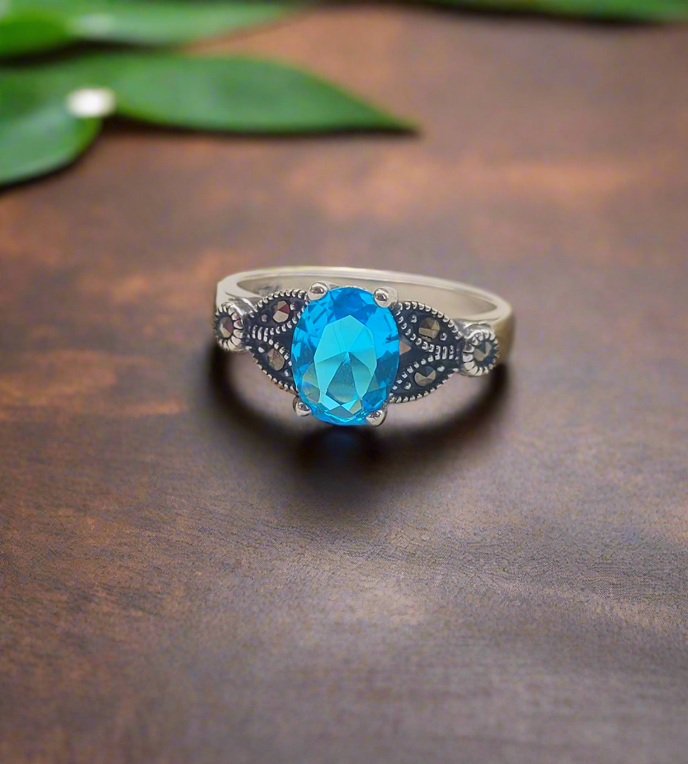 Marcasite Ocean Flame 92.5 Silver Ring