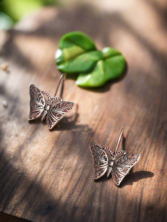 Vintage Butterfly 92.5 Silver drops Studs - Handcrafted