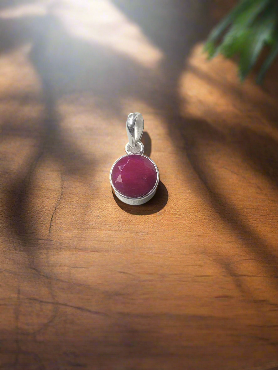Ruby Radiance 92.5 Silver Pendant (Without Chain)