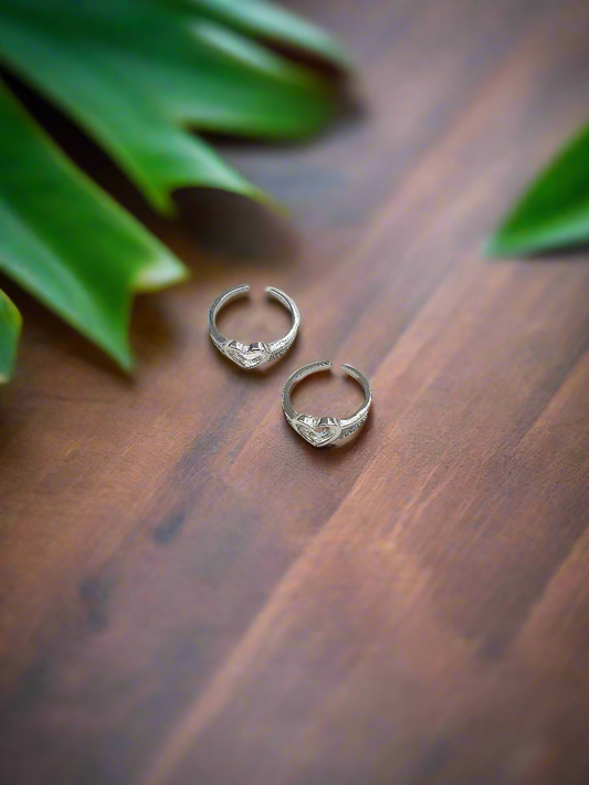 Eternal Heart 92.5 Silver Toe Rings - Pair