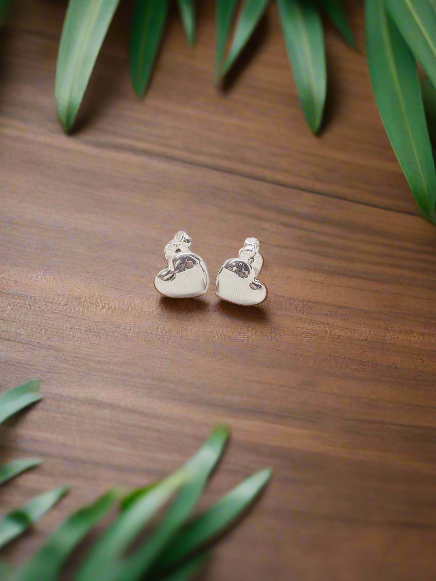 Silver Heart Studs 92.5 Silver Studs - Handcrafted