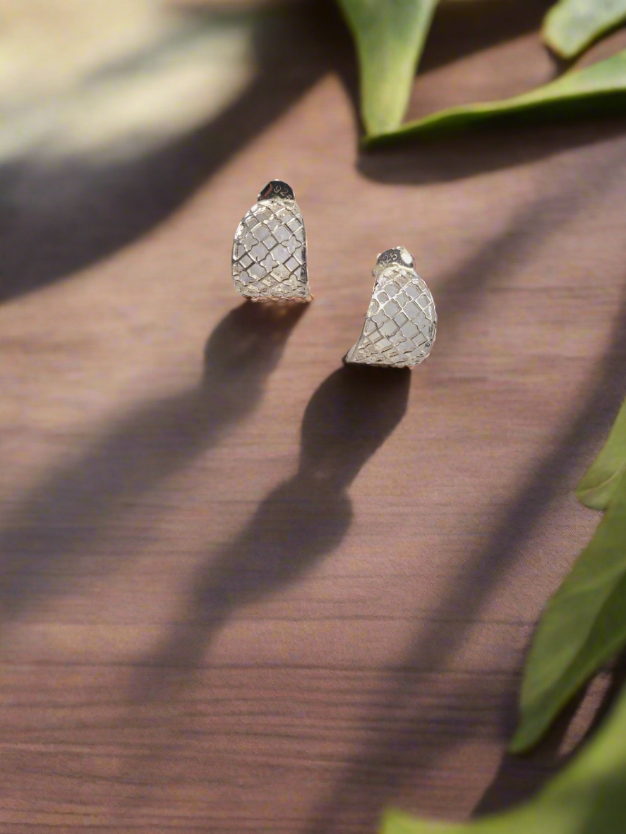 Mesh Mirage 92.5 Silver drops Studs - Handcrafted