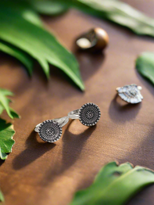 Tribal Sunburst 92.5 Silver Toe Rings - Pair