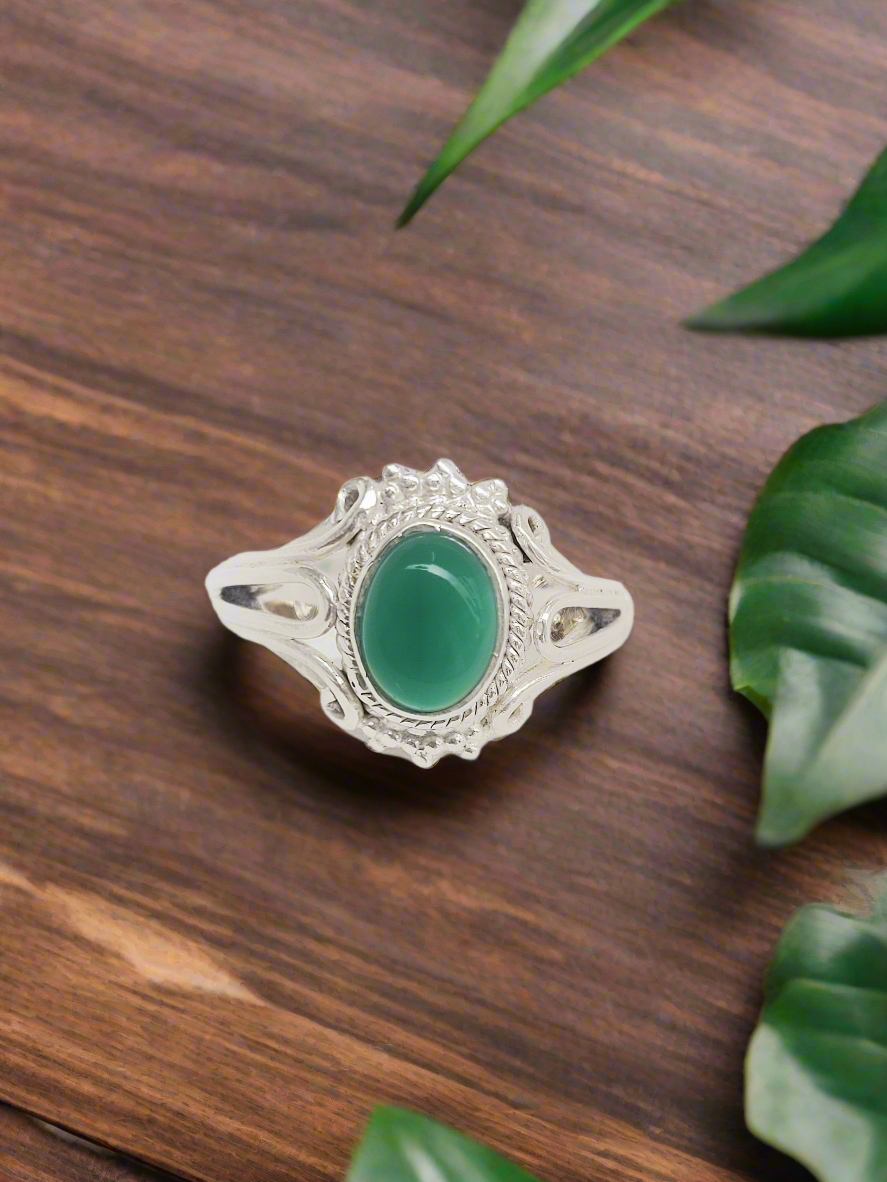 Green Envy 92.5 Silver Handcrafted Ring