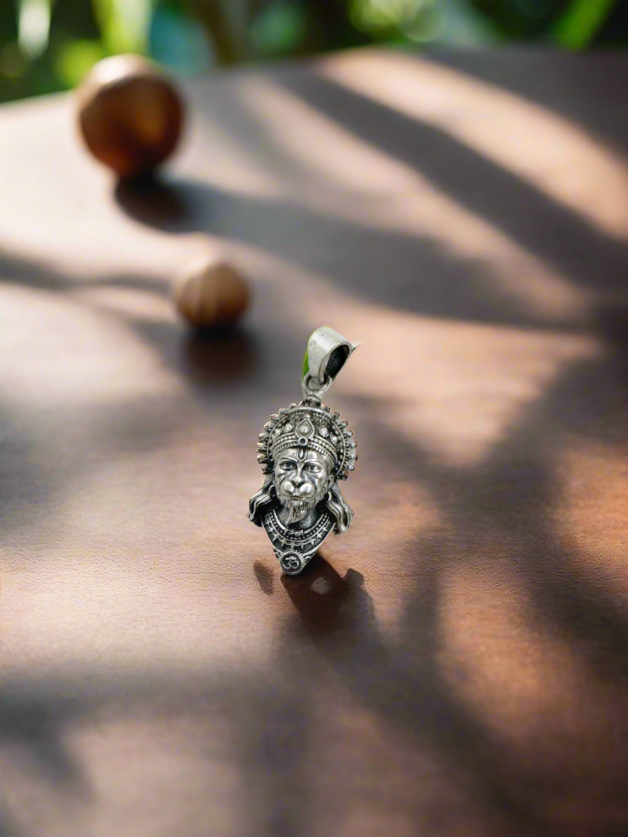 Anjaneya Mini 92.5 Silver Handcrafted Hanuman Pendant (With or Without Chain)