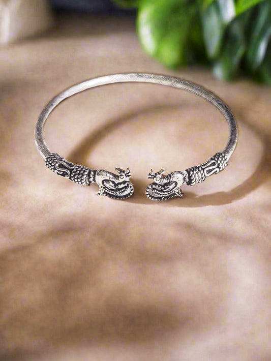 Antique 92.5 Silver Peacock Bracelet - Handcrafted