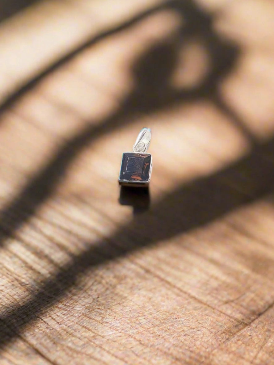 Smokey Square Elegance 92.5 Silver Pendant (Without Chain)