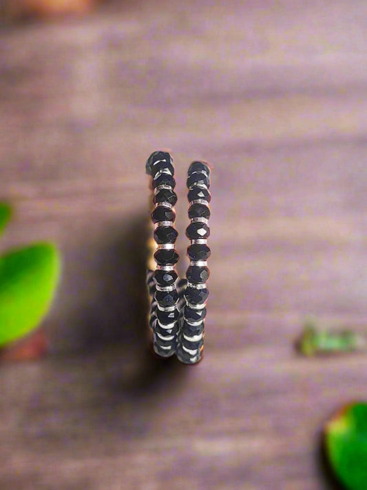 Black Beads Adjustable Size Nazaria Set for Kids 92.5 Silver