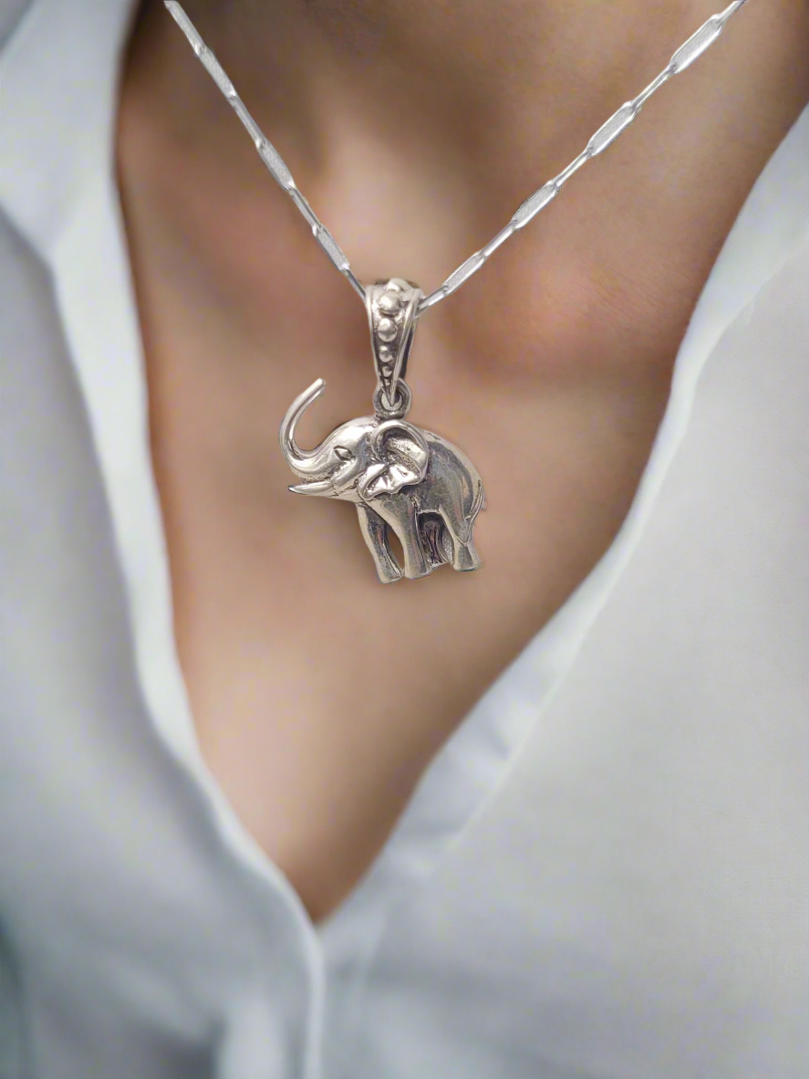 Elephant Blessings 92.5 Silver Pendant (Without Chain) - Handcrafted