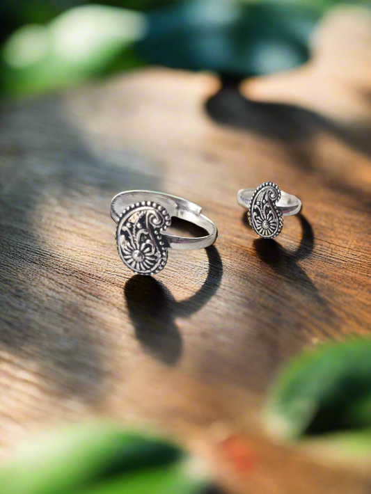 Paisley Bloom 92.5 Silver Toe Rings - Pair