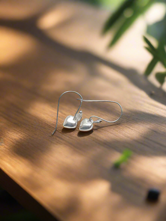 Little Heart 92.5 Silver Drop Earrings - Handcrafted