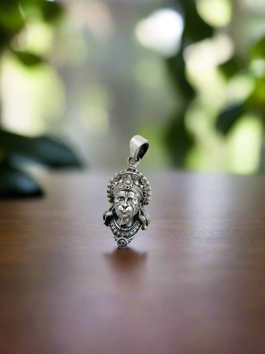 Anjaneya Mini 92.5 Silver Handcrafted Hanuman Pendant (With or Without Chain)