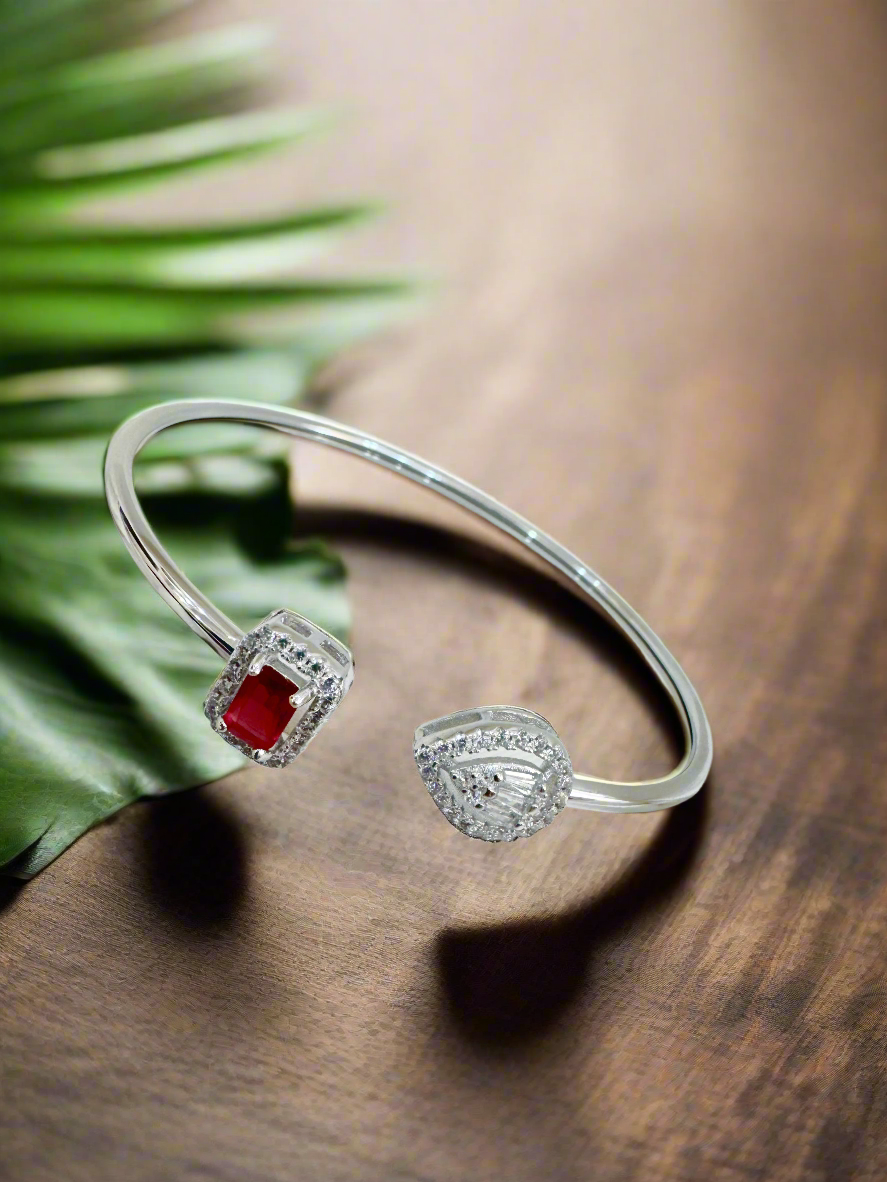 Teardrop And Emerald Cut 92.5 Silver Bracelet - Handcrafted