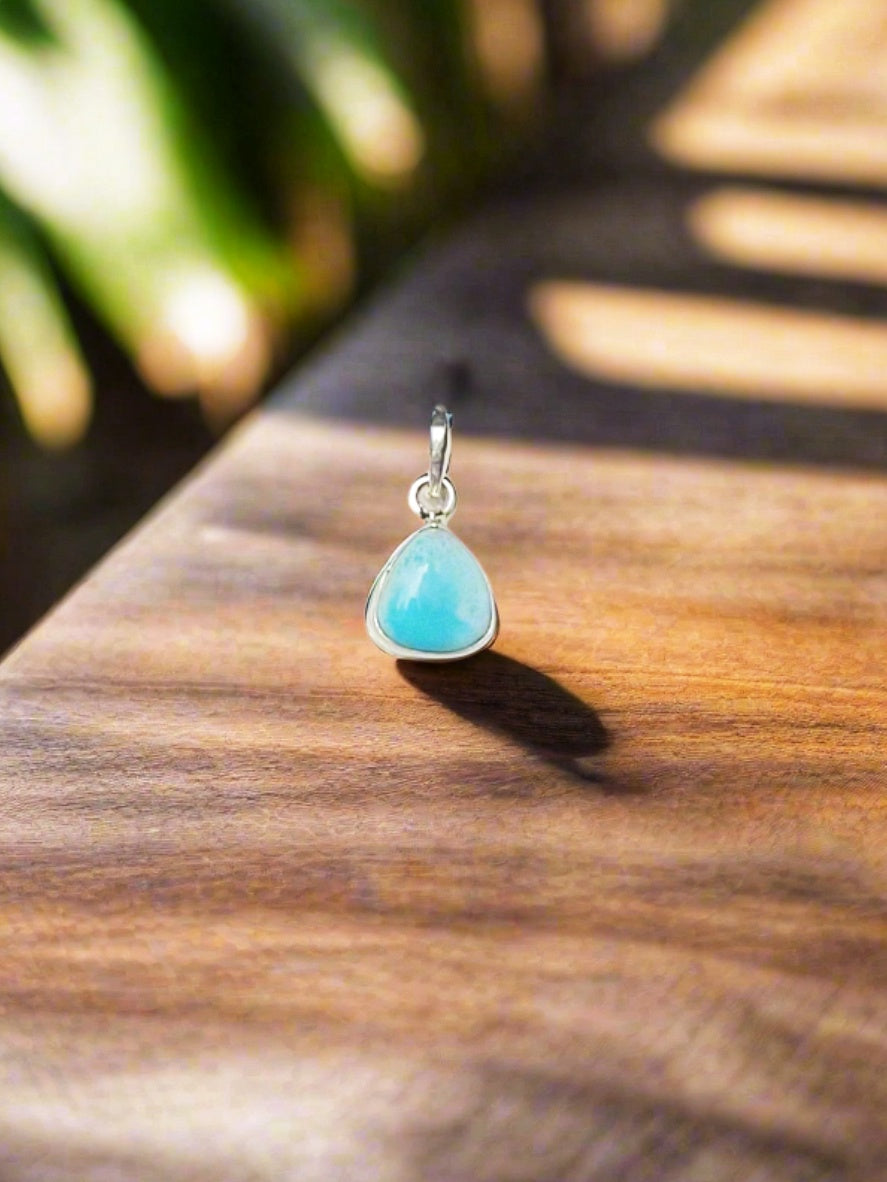 Larimar Teardrop 92.5 Silver Pendant (Without Chain)