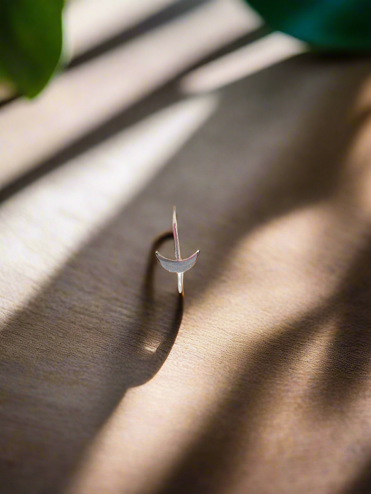 Moon Phase Band 92.5 Silver Minimalistic Ring