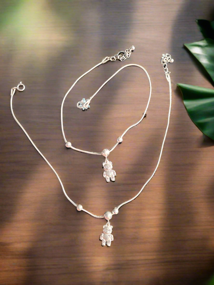 Teddy Charm Anklet 92.5 Silver