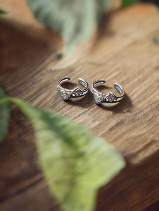 Open Heart 92.5 Silver Toe Rings - Pair