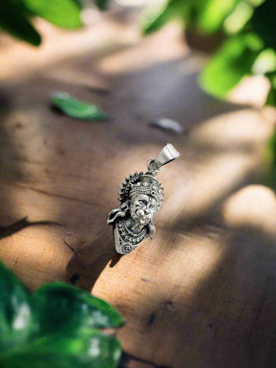Anjaneya 92.5 Silver Handcrafted Hanuman Pendant (With or Without Chain)