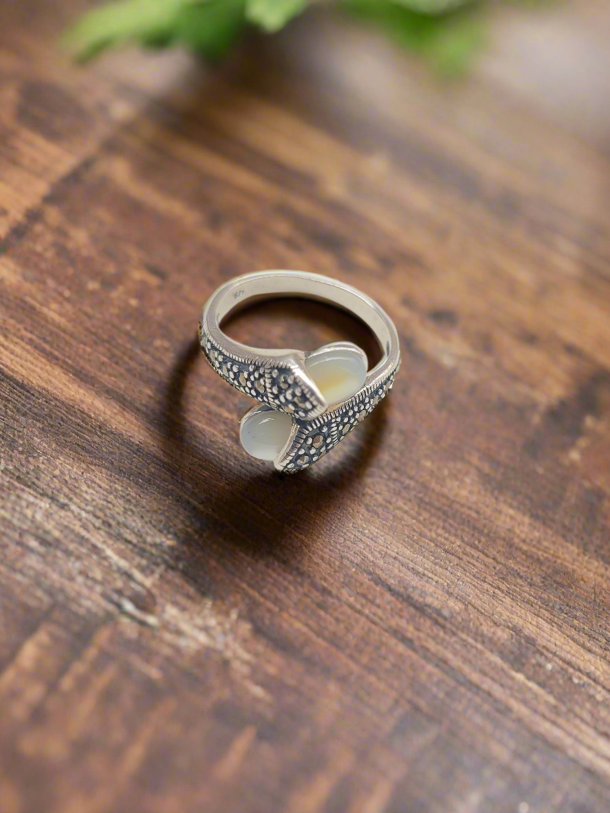 Marcasite Pearl Mist 92.5 Silver Ring