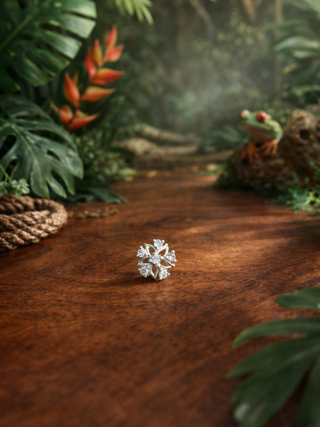 Snow Blossom - 925 Silver Nosepin - Flat Back Screw