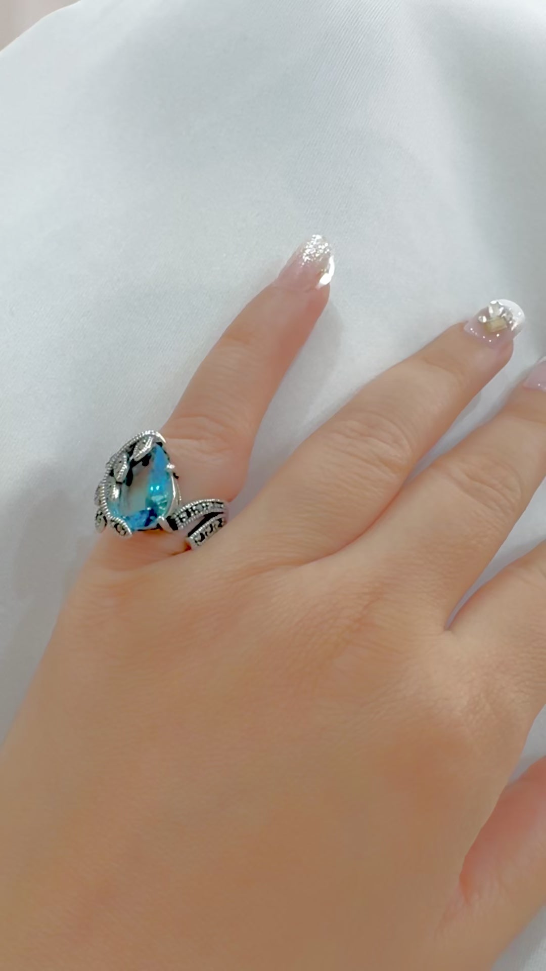 Marcasite Blue Fern 92.5 SilverRing
