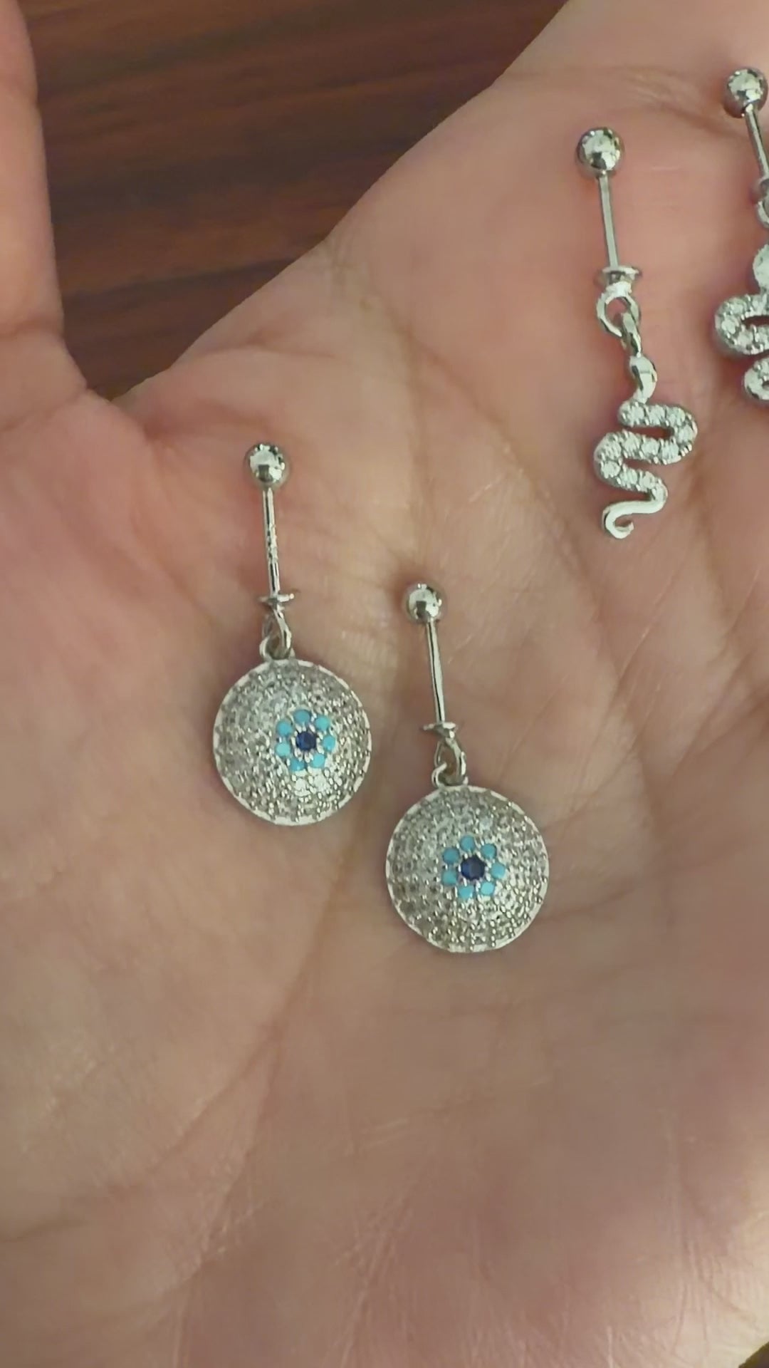 Everyday Bugadi - Evil Eye Helix Earrings - 925 Silver - Pair