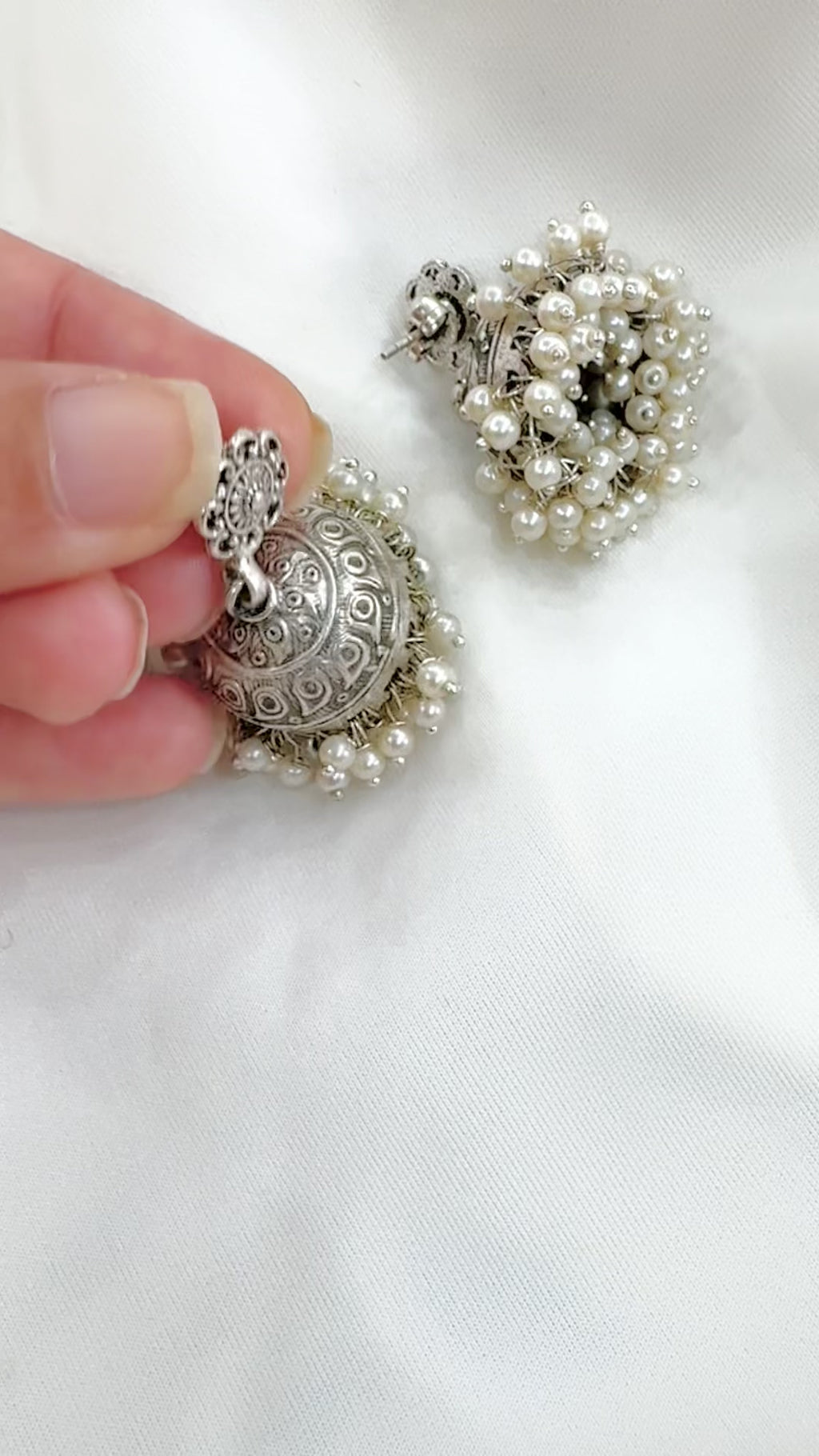 Rajasi Pearl Dome Jhumkis Earrings in 92.5 Silver